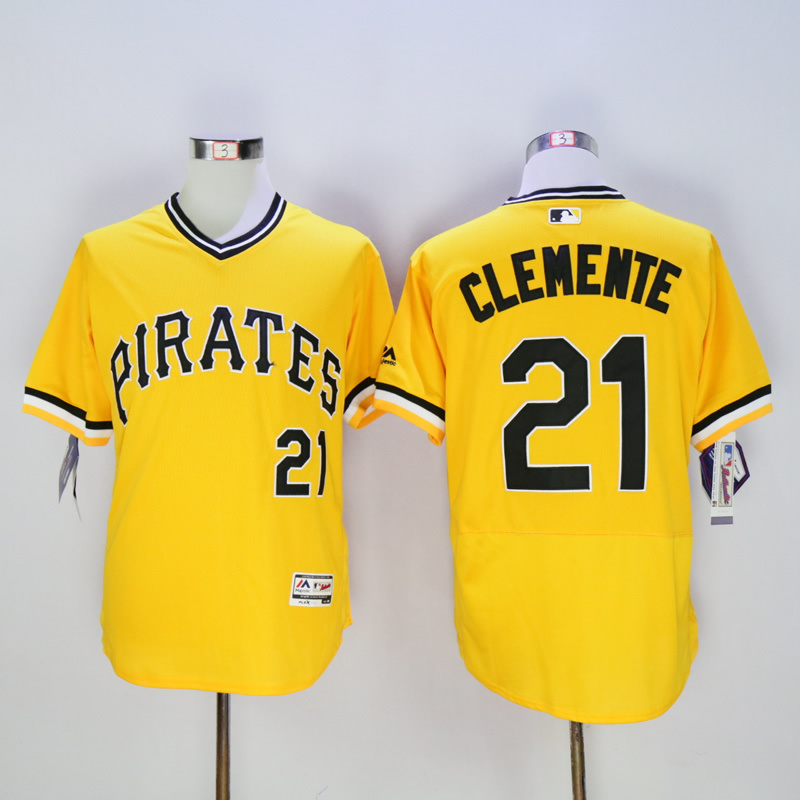 Men Pittsburgh Pirates #21 Clemente Yellow Elite MLB Jerseys
